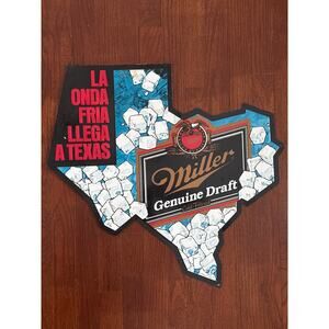 Vintage Miller Genuine‎ Draft Beer Texas
State Shaped Metal Bar Sign Rare